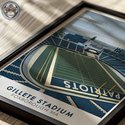 Gillette Stadium Poster New England Football Wall Art Foxborough Stadium Print