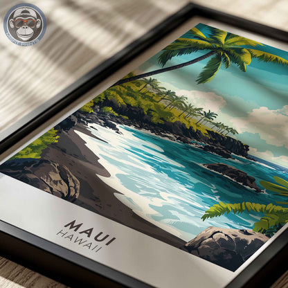 Maui Hawaii Poster – Tropical Beach Wall Art, Coastal Travel Print, Pacific Island Decor