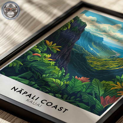 Nā Pali Coast Poster – Kauai Hawaii Wall Art, Tropical Landscape Print, Island Travel Decor