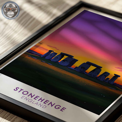Stonehenge Sunset Poster – England Travel Wall Art, Ancient Landmark Print, Mystical Landscape Decor
