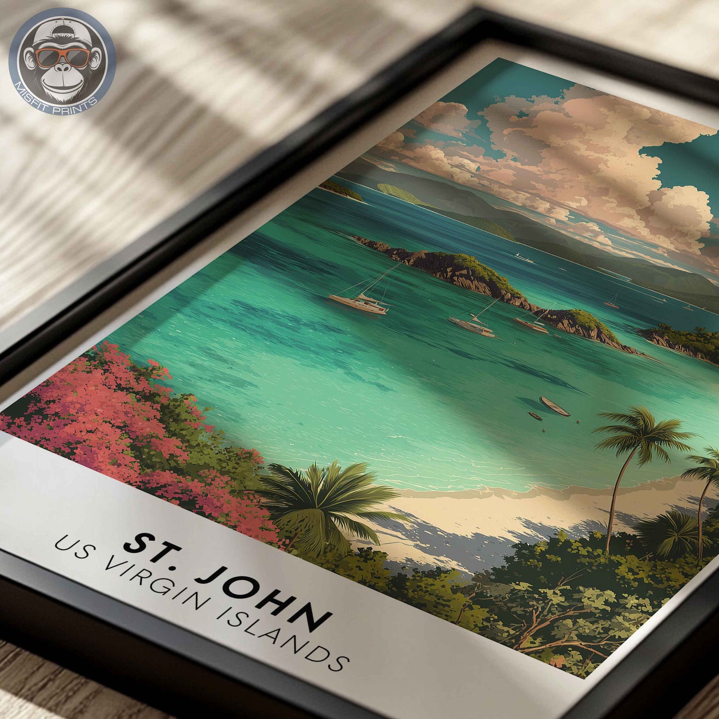 St. John Poster – US Virgin Islands Wall Art, Trunk Bay Tropical Beach Print
