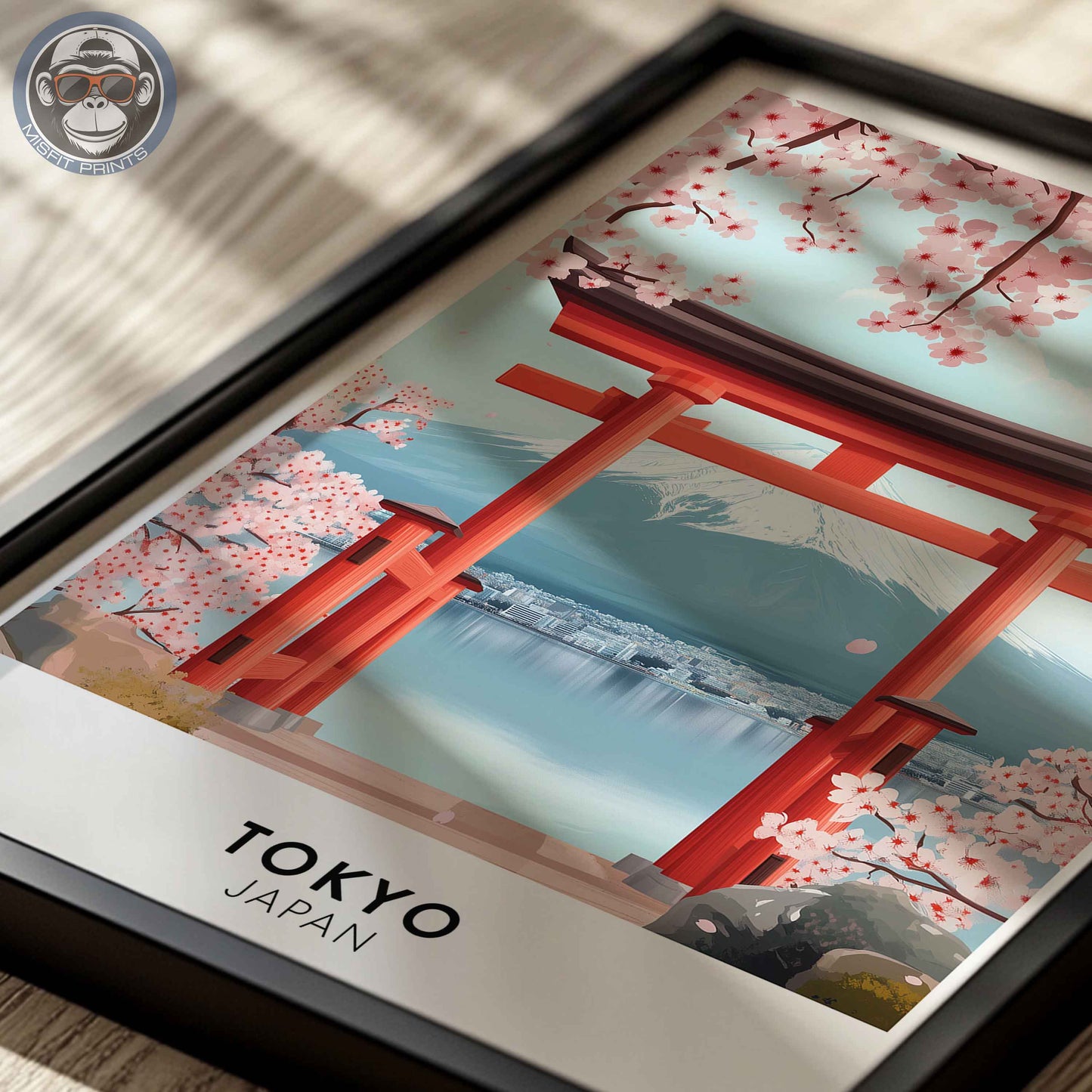 Tokyo Poster – Japan Travel Wall Art, Mount Fuji Print, Torii Gate and Cherry Blossom Decor