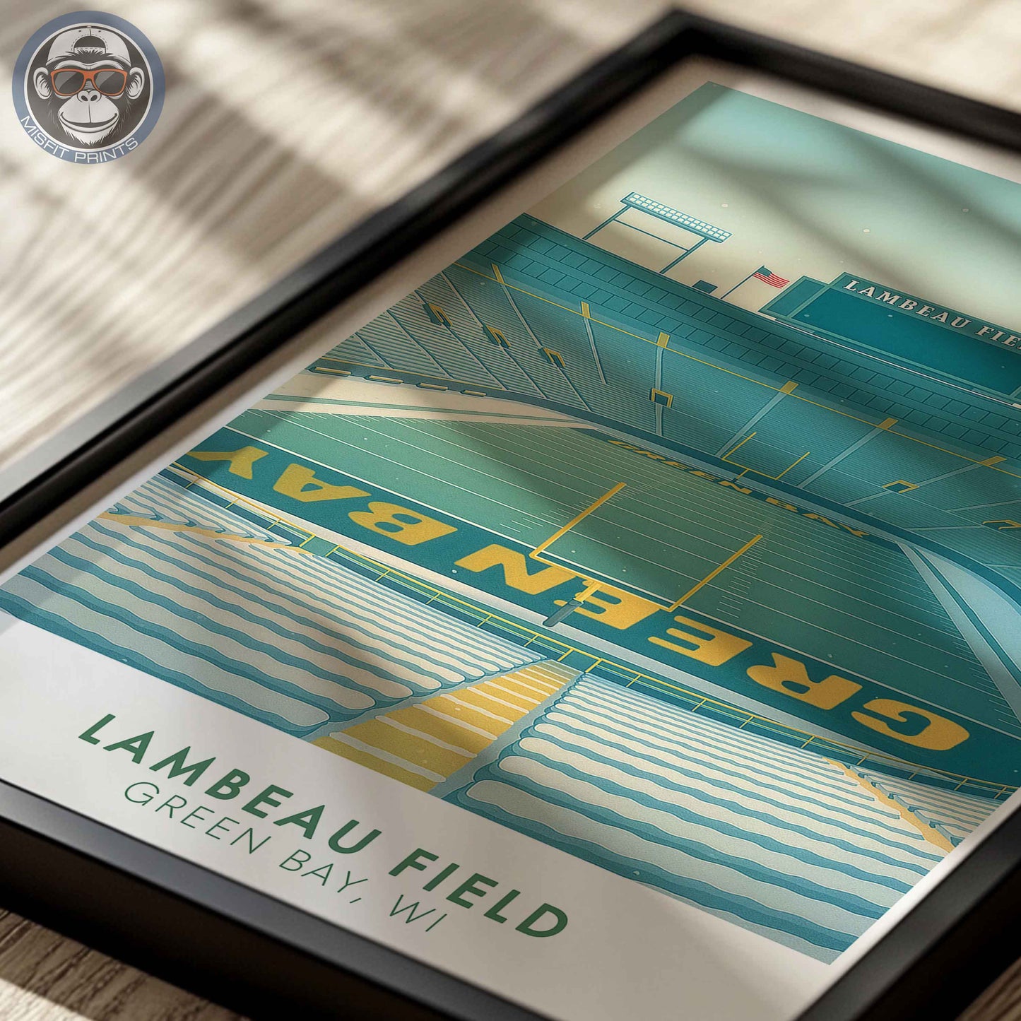 Lambeau Field Poster Green Bay Football Stadium Wall Art Print for Home Decor & Fans