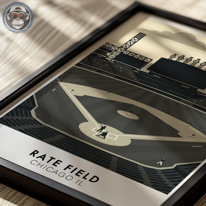 Minimalist Chicago Baseball Stadium Poster – South Side Ballpark Art Print