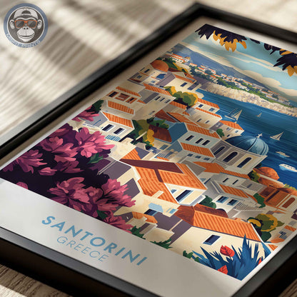 Santorini Poster – Greece Coastal Wall Art, Mediterranean Travel Print, Island Decor