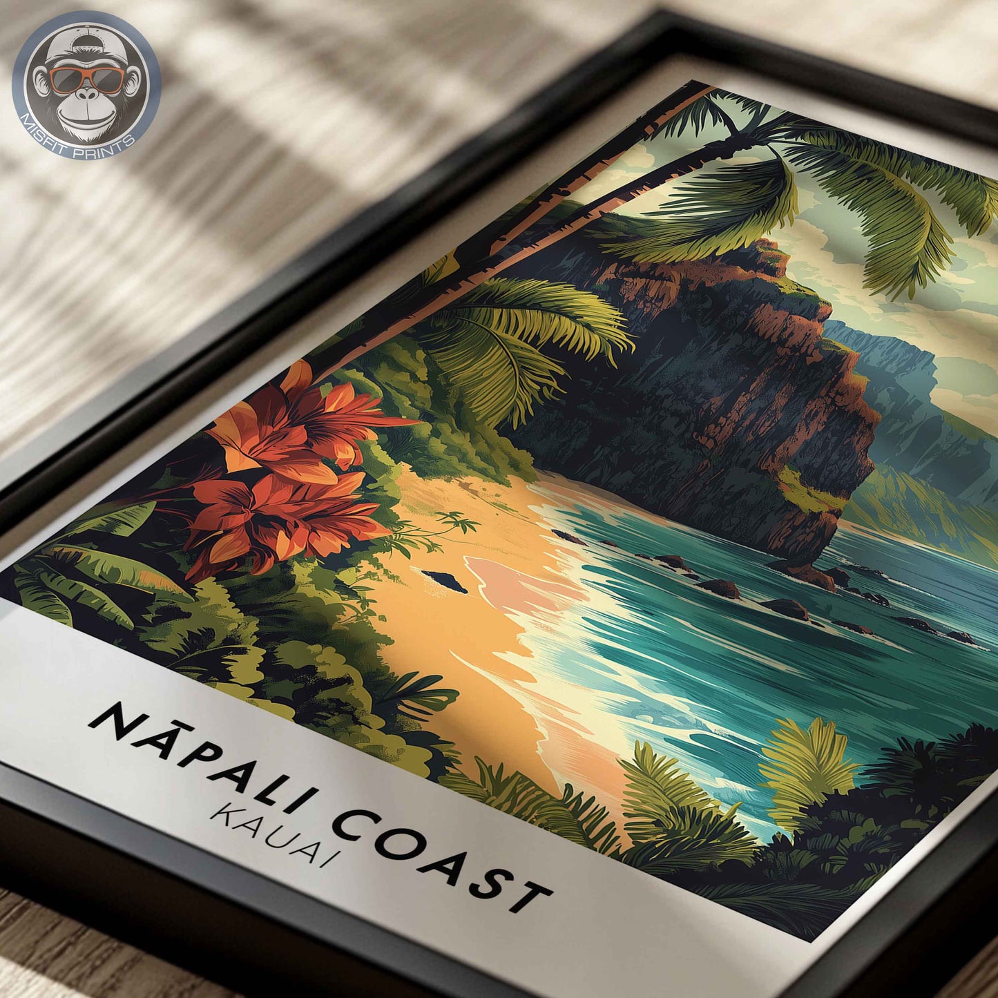 Nā Pali Coast Poster – Kauai Hawaii Wall Art, Tropical Beach Print, Island Travel Decor