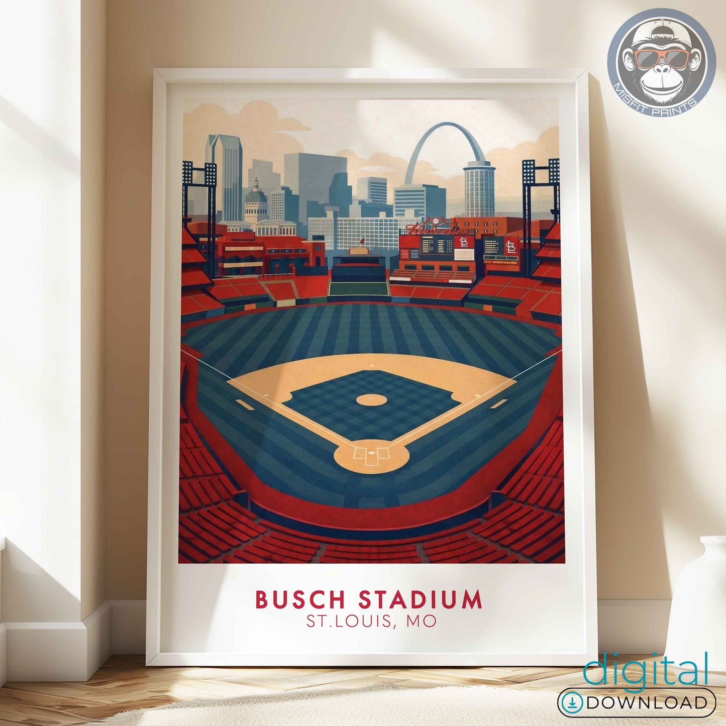 Busch Stadium Poster Wall Art – St. Louis Baseball Stadium Print & Vintage Ballpark Decor