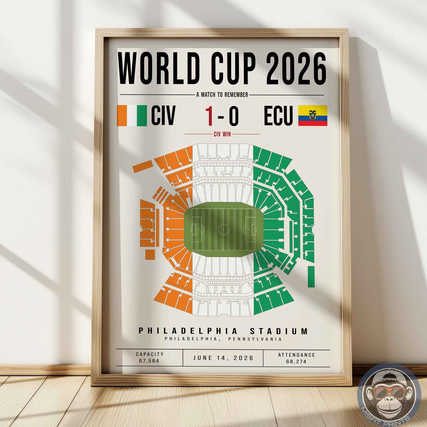 Custom World Cup Soccer Match Poster | Personalized Football Game Wall Art