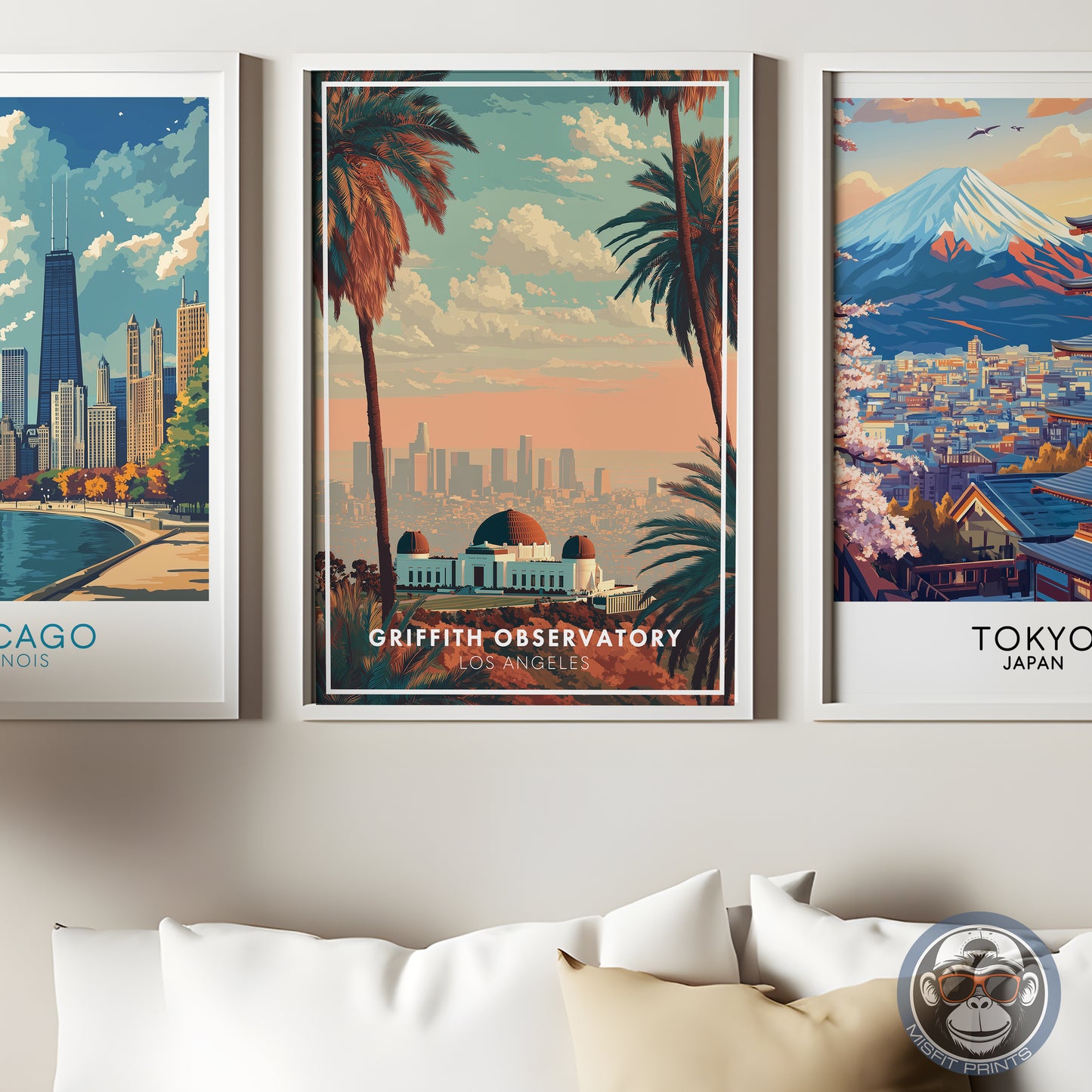 Griffith Observatory Poster – Los Angeles Skyline Wall Art, California Travel Print