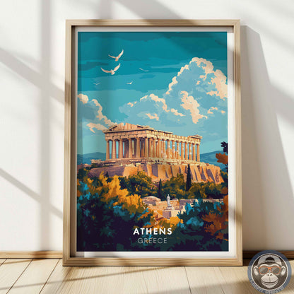 Athens Poster – Greece Travel Print, Parthenon Wall Art