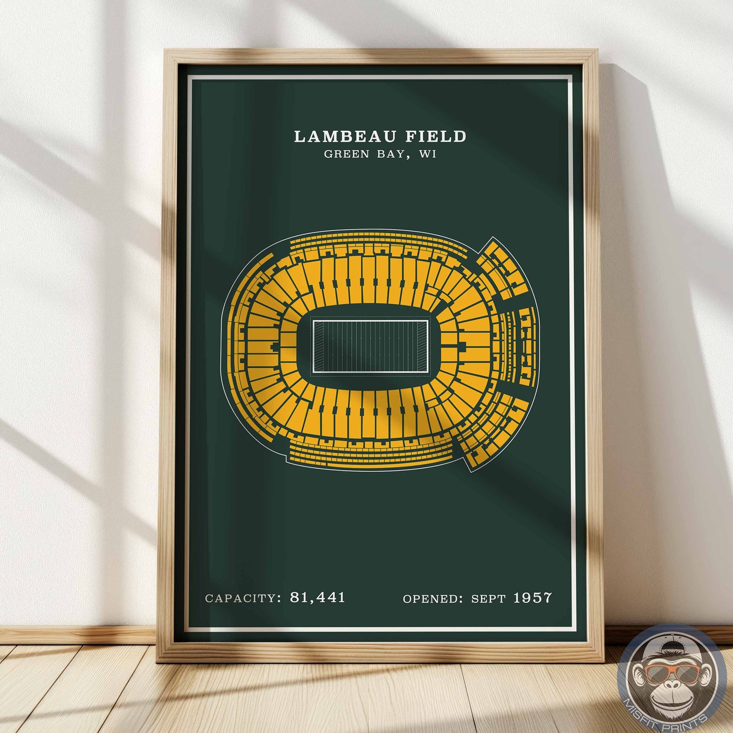Lambeau Field Poster | Green Bay Stadium Blueprint