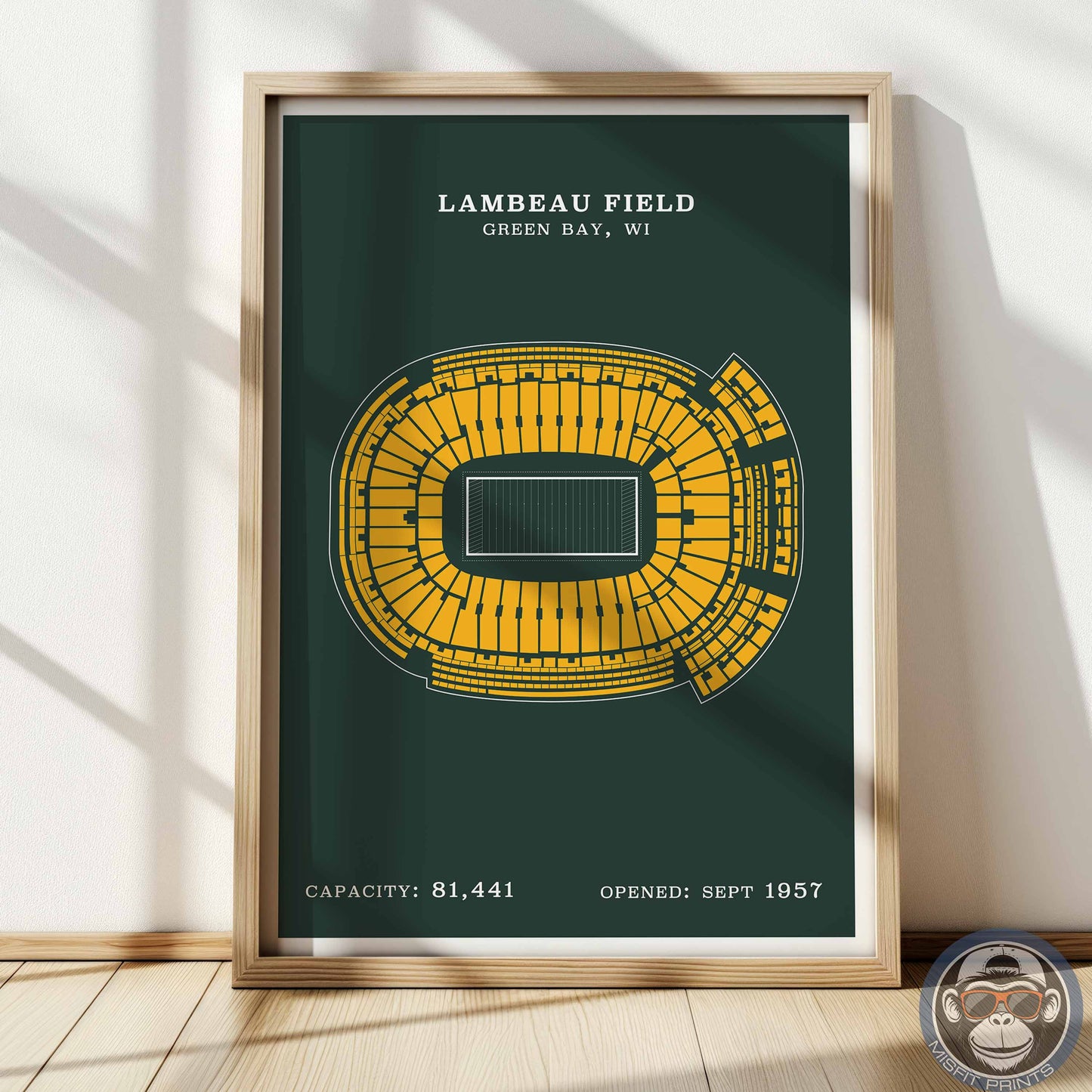 Lambeau Field Poster | Green Bay Stadium Blueprint