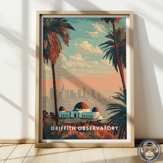 Griffith Observatory Poster – Los Angeles Skyline Wall Art, California Travel Print