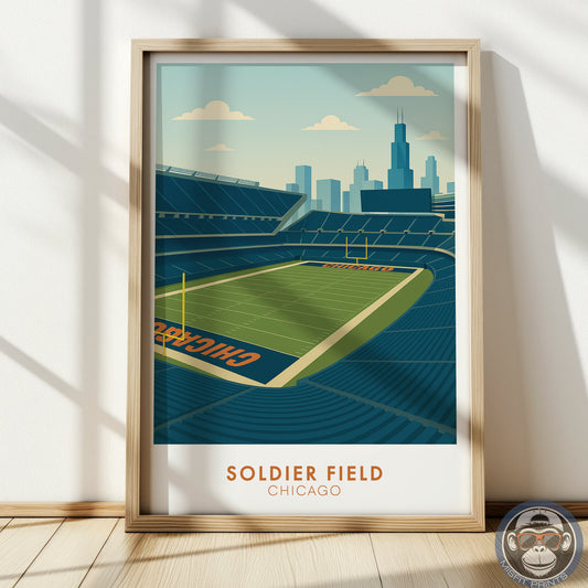 Soldier Field Poster – Chicago Illinois Football Stadium Wall Art Print