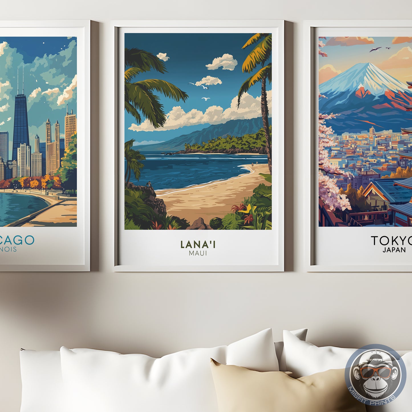 Lanai Maui Hawaii Travel Poster | Tropical Beach Coastal Wall Art