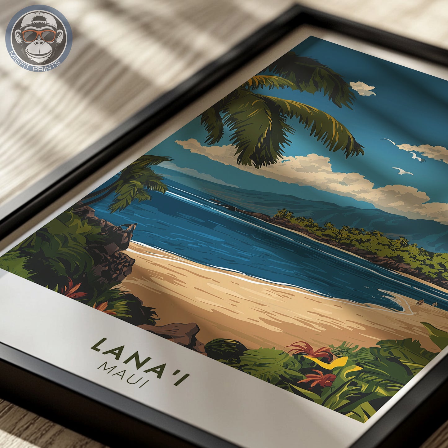 Lanai Maui Hawaii Travel Poster | Tropical Beach Coastal Wall Art