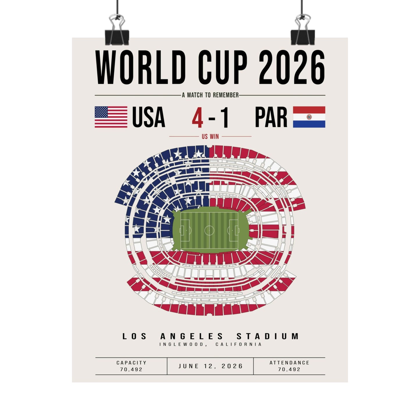 USA vs. Paraguay World Cup Match Poster