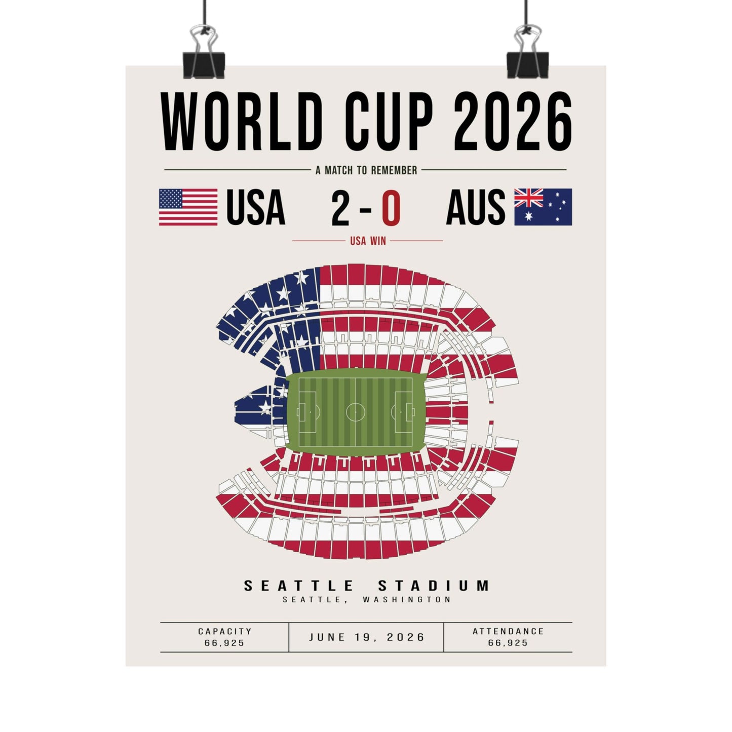 USA vs. Australia World Cup Match Poster