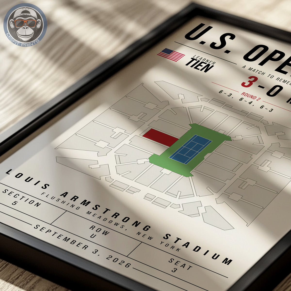 Custom US Open Tennis Stadium Seat Map Poster