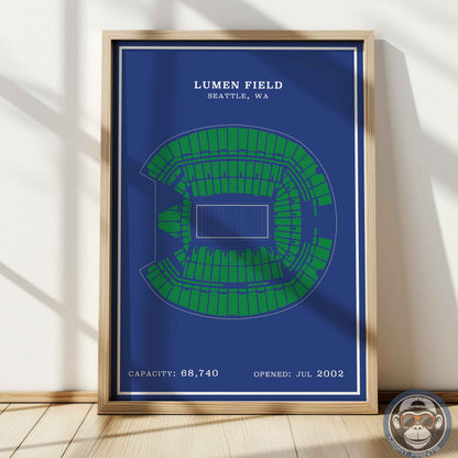 Lumen Field Stadium - Modern Border Print