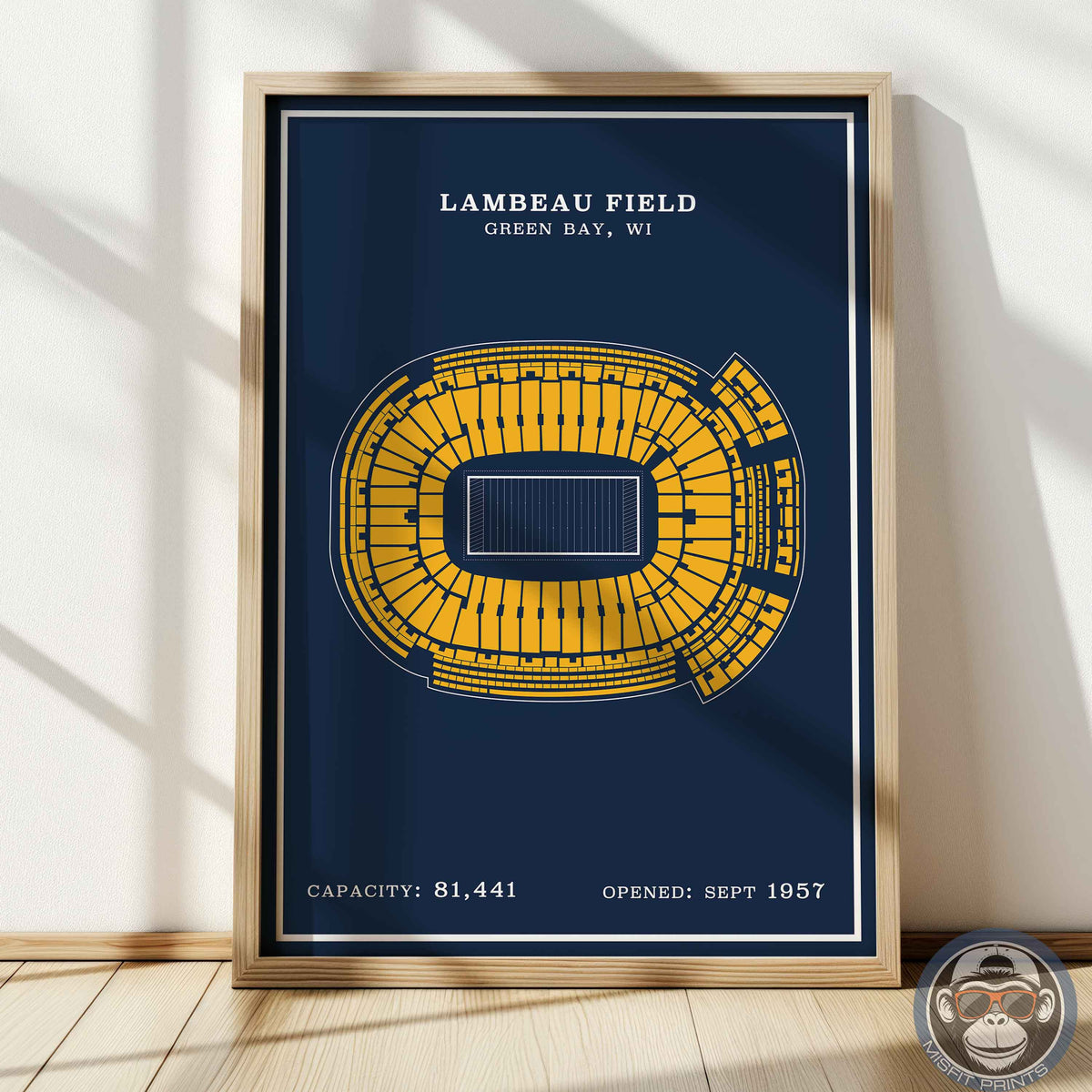 Lambeau Field Stadium - Modern Border Print