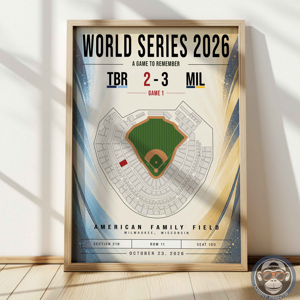 Custom World Series Baseball Seat Map Poster