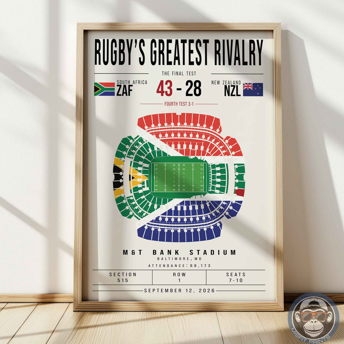 South Africa vs New Zealand Rugby Match Poster | M&T Bank Stadium
