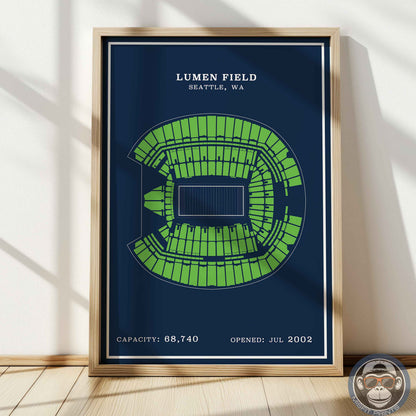 Lumen Field Stadium - Modern Border Print