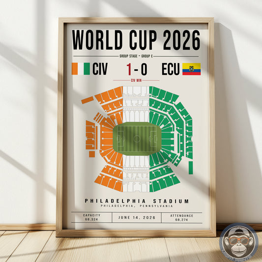 Côte d’Ivoire vs. Ecuador World Cup Match Poster