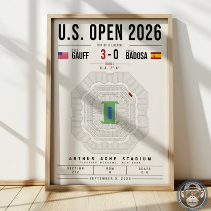 Custom US Open Tennis Stadium Seat Map Poster