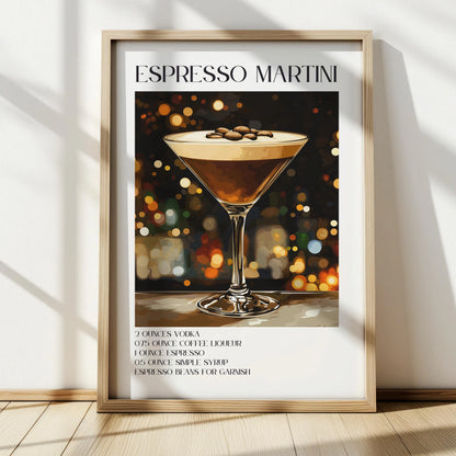 Espresso Martini Poster – Minimalist Cocktail Recipe Print for Home Bar