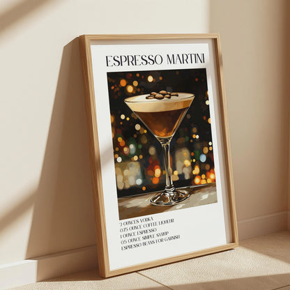 Espresso Martini Poster – Minimalist Cocktail Recipe Print for Home Bar