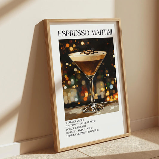 Espresso Martini Recipe Poster – Minimalist Cocktail Print Wall Art for Home Bar & Kitchen Decor