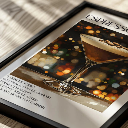 Espresso Martini Poster – Minimalist Cocktail Recipe Print for Home Bar
