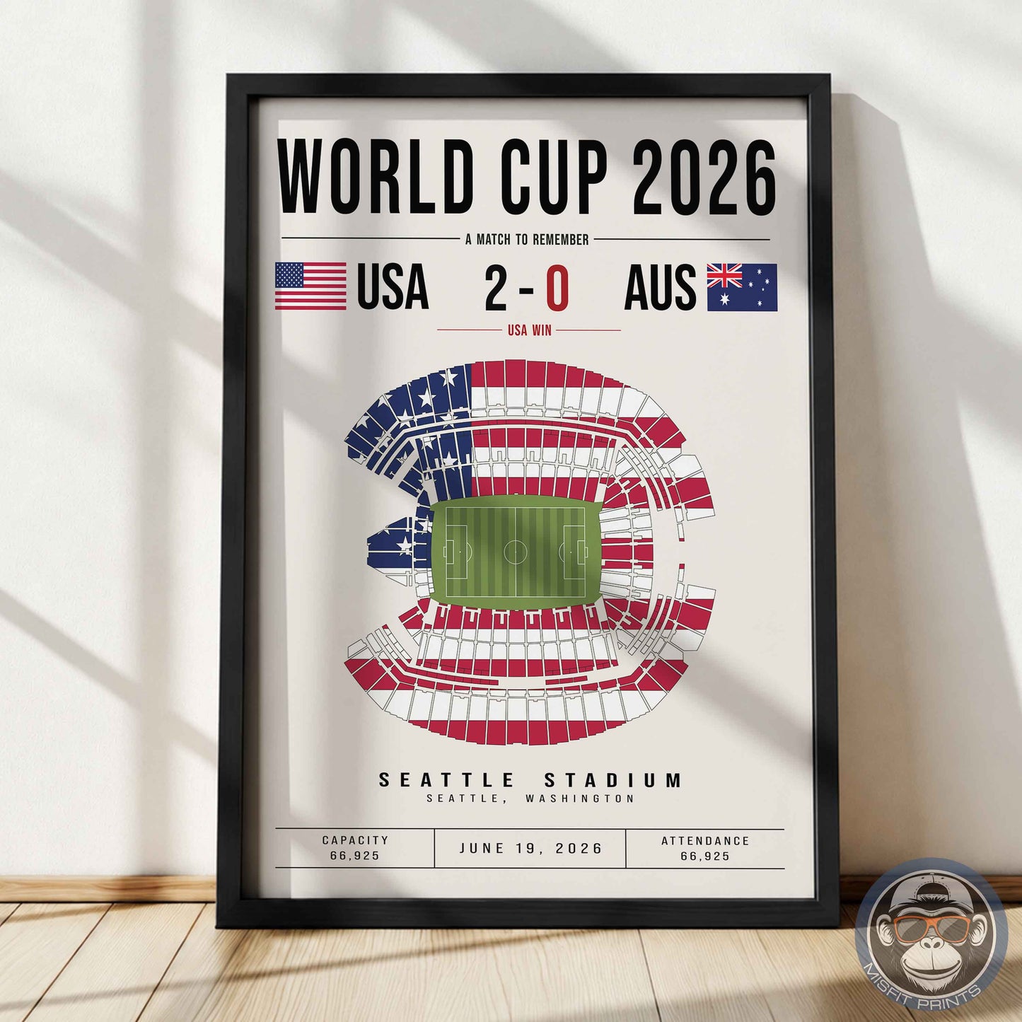 USA vs. Australia World Cup Match Poster