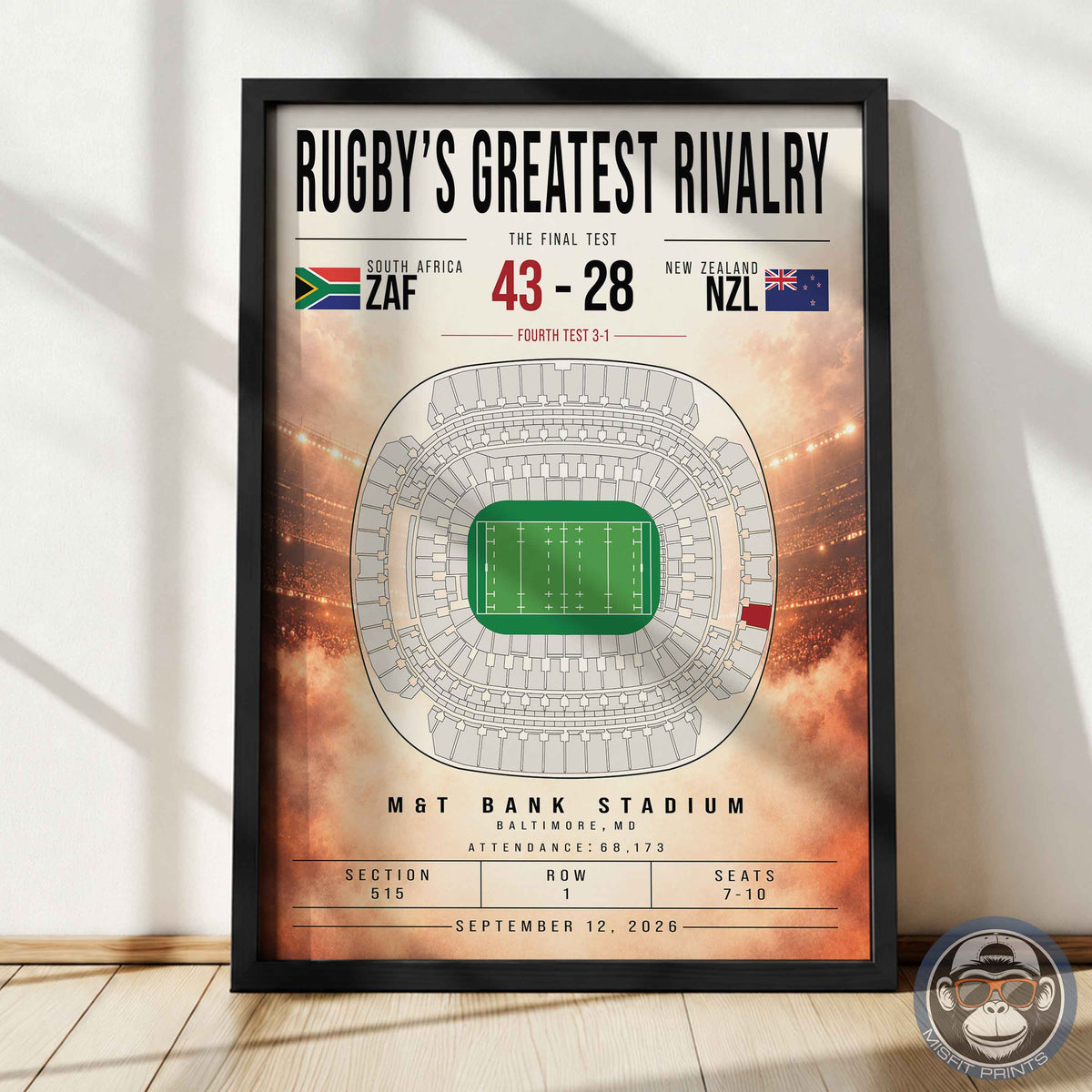 South Africa vs New Zealand Rugby Match Poster | M&T Bank Stadium
