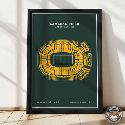 Lambeau Field Stadium - Modern Border Print