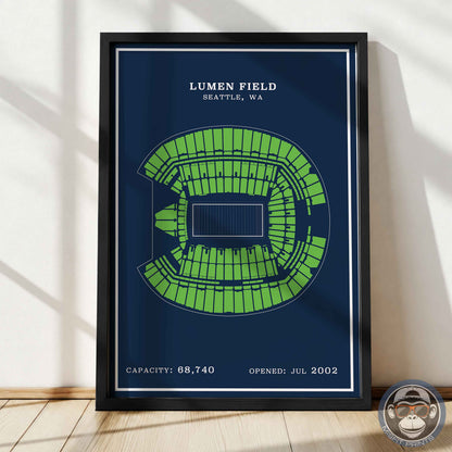 Lumen Field Stadium - Modern Border Print