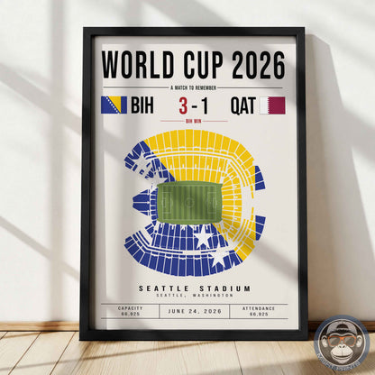 Bosnia and Herzegovina vs. Qatar World Cup Match Poster