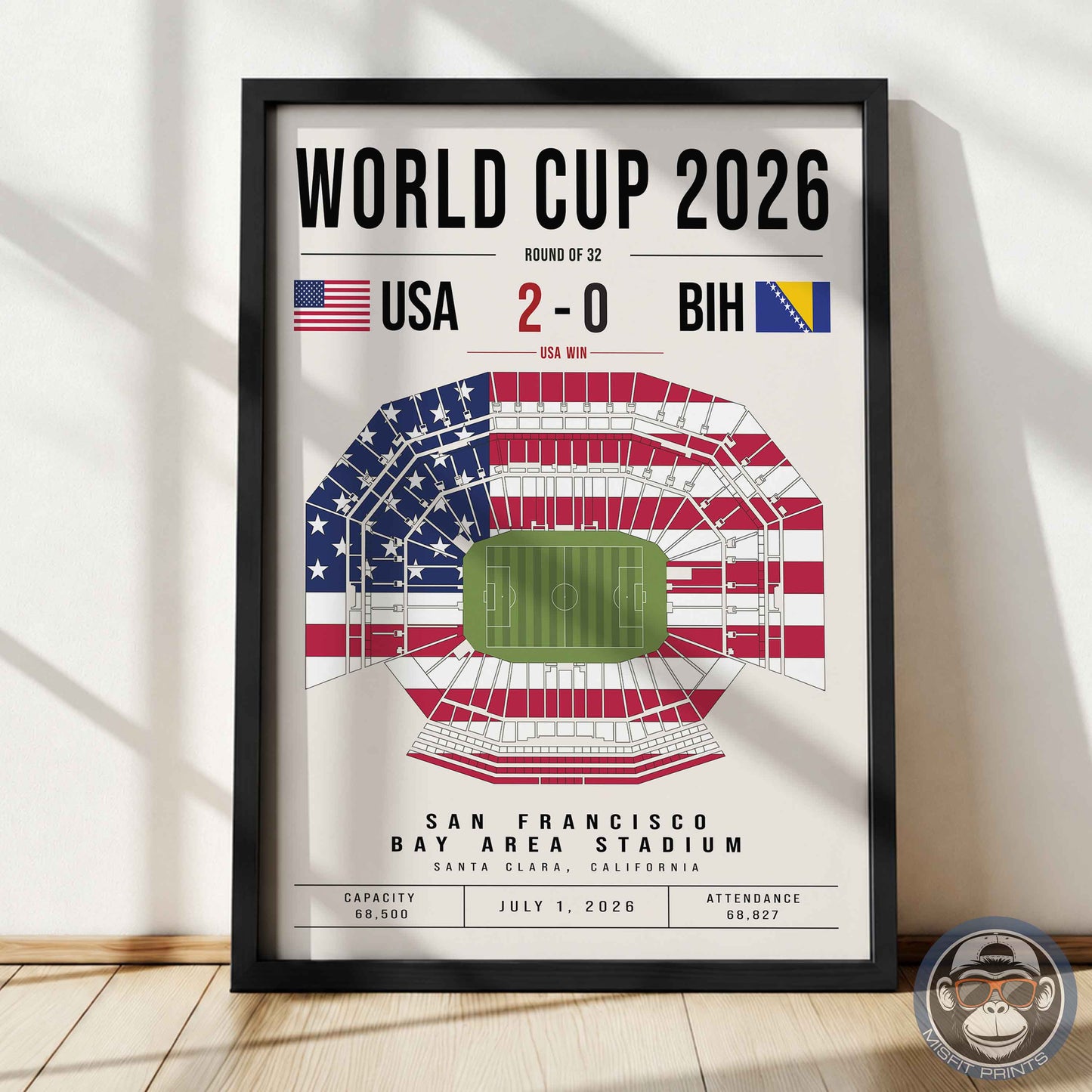 USA vs. Bosnia World Cup Match Poster