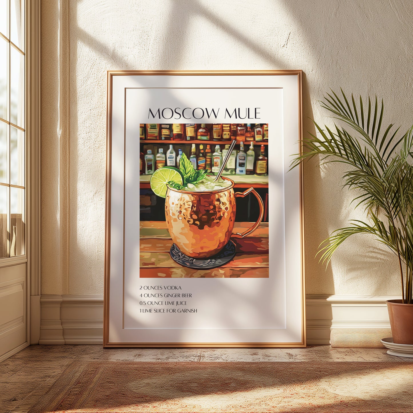 Moscow Mule Cocktail Poster — Retro Mixology Wall Art Print for Home Bar & Kitchen