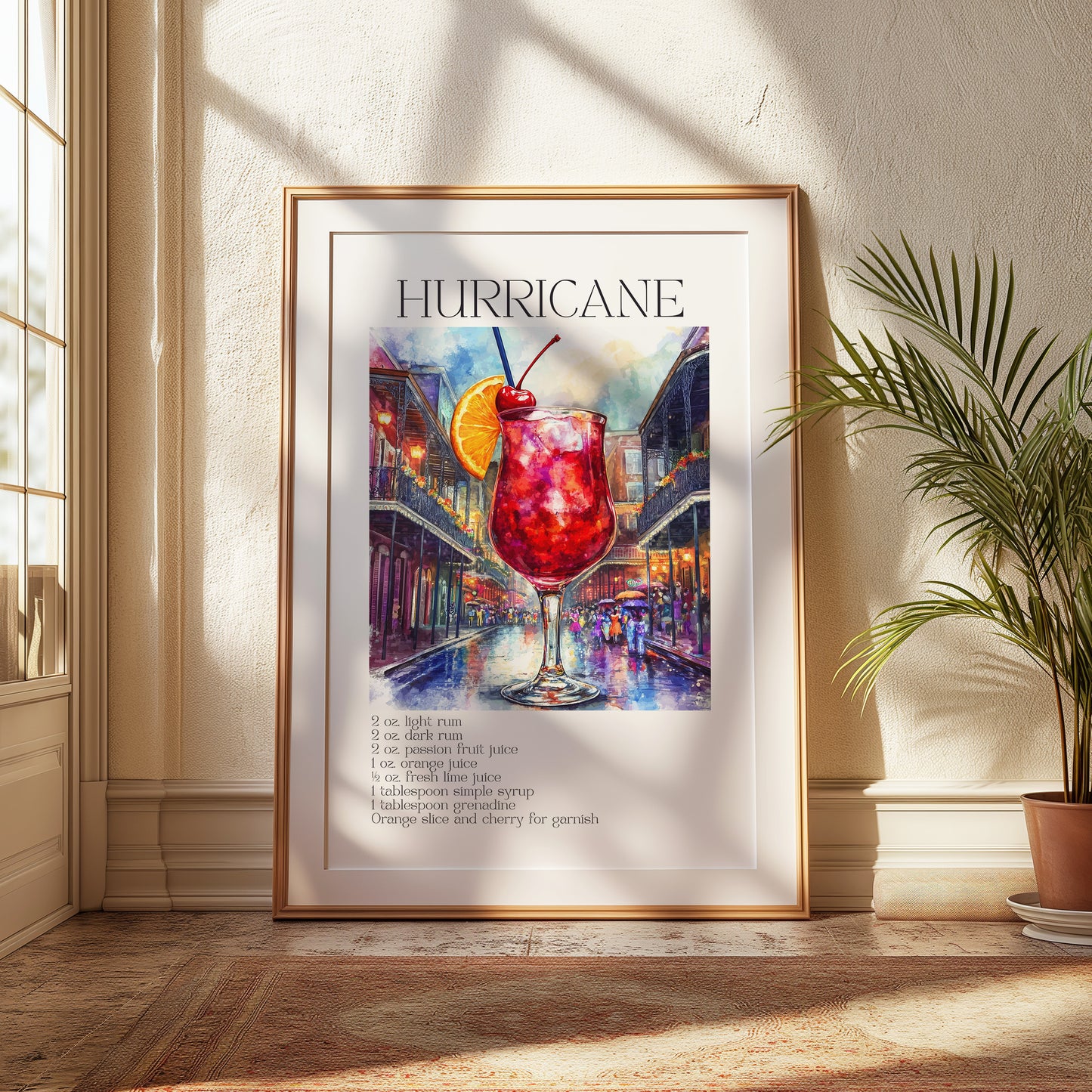 Hurricane Cocktail Poster - Recipe Print