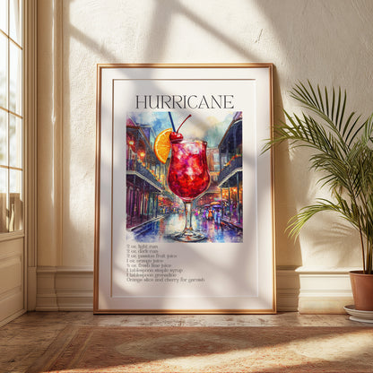Hurricane Cocktail Poster - Recipe Print