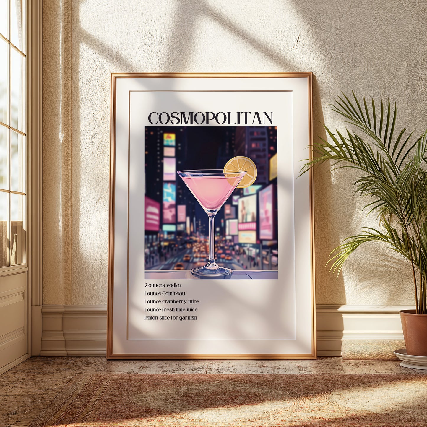Cosmopolitan Cocktail Poster - Recipe Print