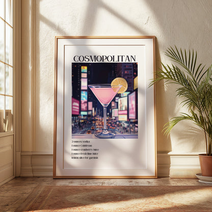 Cosmopolitan Cocktail Poster - Recipe Print