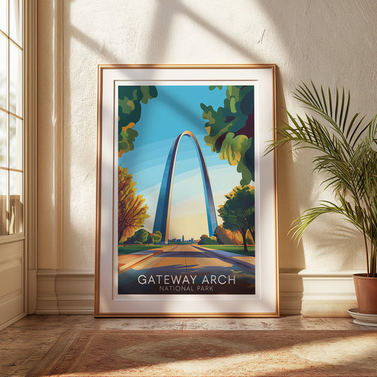 Gateway Arch Poster — Vintage National Park Wall Art Print for Travel & Midwest Decor