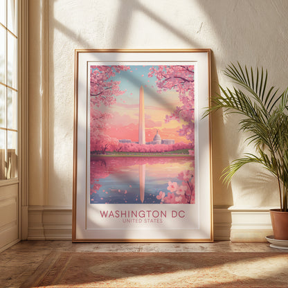 Washington DC Cherry Blossom Poster, Wall Art, Travel Print, Wedding gift, Cherry Blossom in DC, Washington DC Poster Print