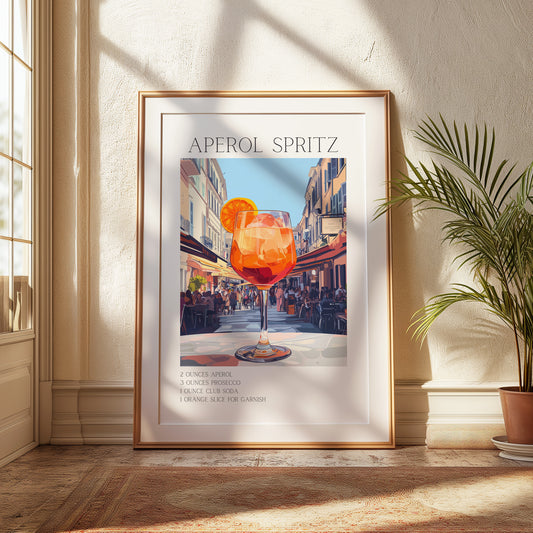 Aperol Spritz Cocktail Print - Bar Decor Cocktail Poster