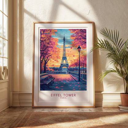 Eiffel Tower Paris Poster – Romantic Spring Travel Wall Art