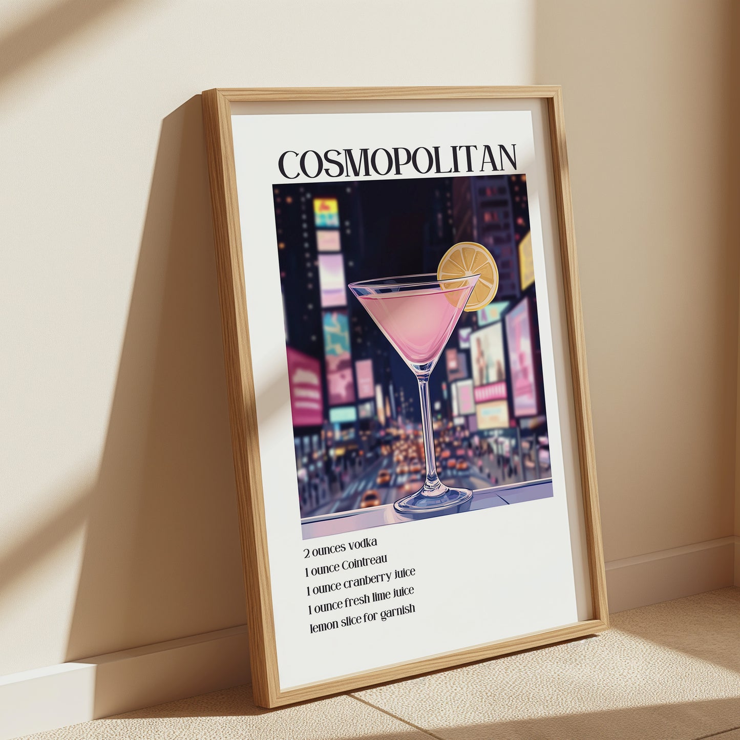 Cosmopolitan Cocktail Poster - Recipe Print